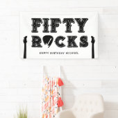 Fifty Rocks Guitar Pick 50th Birthday Party 横断幕 (インサイチュ)