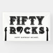 Fifty Rocks Guitar Pick 50th Birthday Party 横断幕 (横)