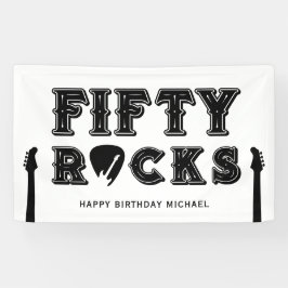 Fifty Rocks Guitar Pick 50th Birthday Party 横断幕