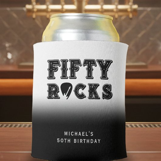 Fifty Rocks Guitar Pick 50th Birthday Party 缶クーラー