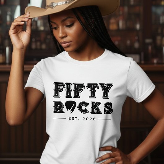 Fifty Rocks Guitar Pick 50th Birthday Party Tシャツ