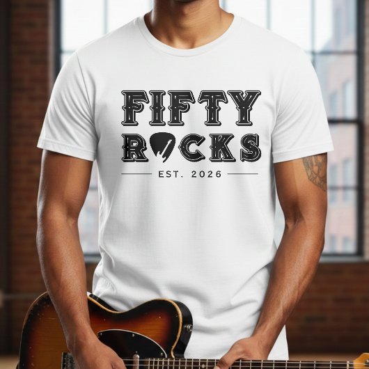 Fifty Rocks Guitar Pick 50th Birthday Party Tシャツ
