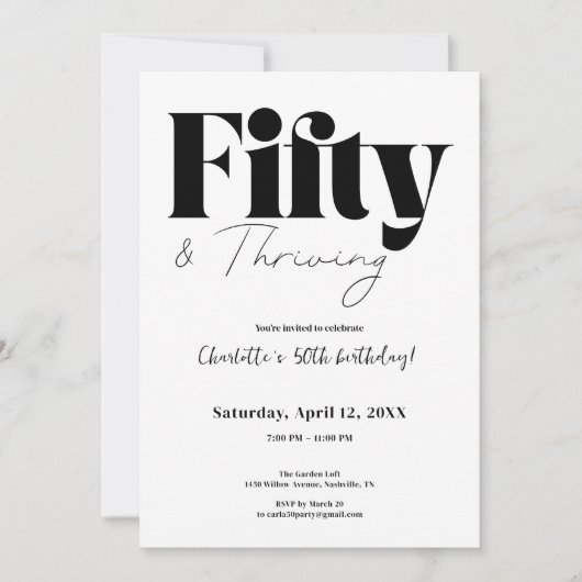 Fifty & Thriving 50th Birthday Invitation 招待状 (正面)