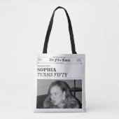 Fifty Times Newspaper 50歳の誕生日パーティー トートバッグ (正面)