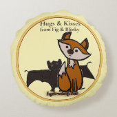 Fig & Blinky Hugs and Kisses yellow Round Pillow ラウンドクッション (裏面)