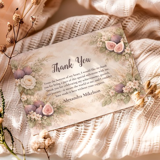 Fig Garden Floral 1st Birthday サンキューカード