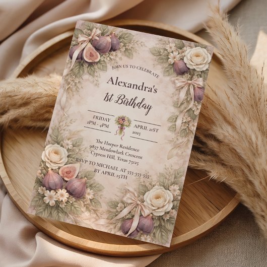 Fig Garden Vintage 1st Birthday 招待状