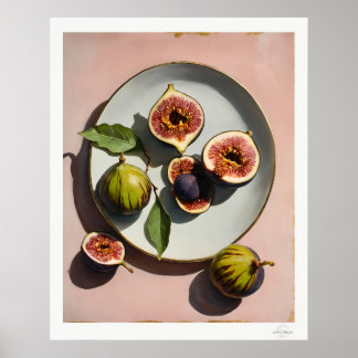 Fig Still Life on Plate Poster ポスター