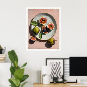 Fig Still Life on Plate Poster ポスター (ホームオフィス)
