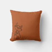 Fig the Fox outlined Throw Pillow クッション (正面)