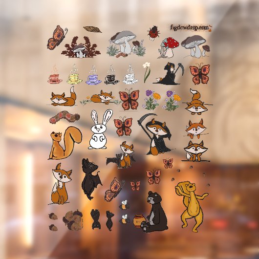 figdewdrop characters cut-out inside window cling  ウィンドウサイン (シート2)