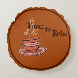 figdewdrop Time to Relax Brown Round Pillow  ラウンドクッション