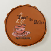 figdewdrop Time to Relax Brown Round Pillow  ラウンドクッション (裏面)