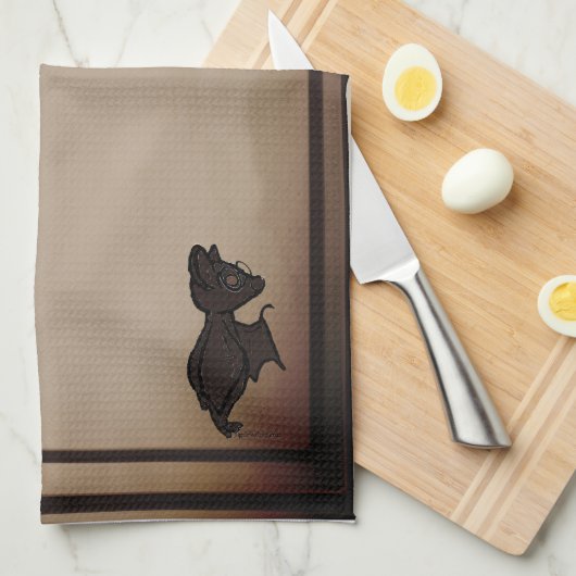 figdewdrops Blinky the Bat Fog kitchen towel キッチンタオル (四つ折り)