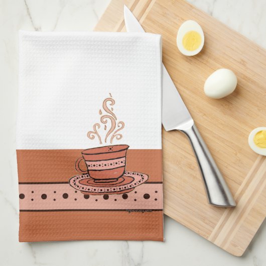 figdewdrops Orange Relax Cup kitchen towel キッチンタオル (四つ折り)