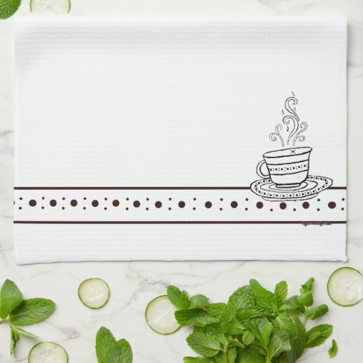 figdewdrops White Relax Cup kitchen towel キッチンタオル (折り畳み)
