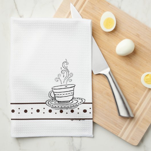 figdewdrops White Relax Cup kitchen towel キッチンタオル (四つ折り)