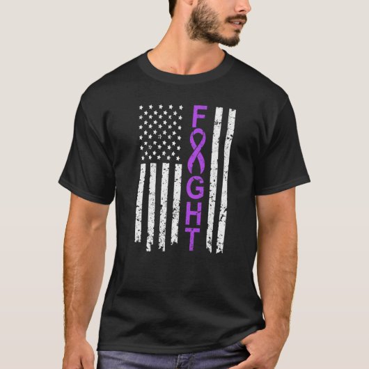 Fight American USA Flag Fibromyalgia Awareness Sur Tシャツ (正面)