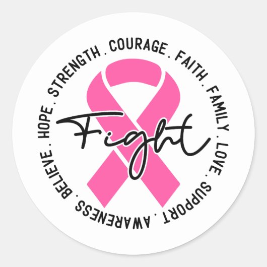 Fight Breast Cancer Awareness ラウンドシール (正面)