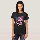 Fight Breast Cancer Awareness Pink Ribbon American Tシャツ (正面フル)