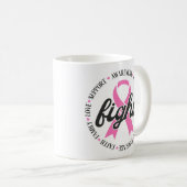 Fight Breast Cancer Pink Ribbon Awareness コーヒーマグカップ (正面右)