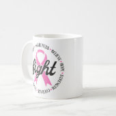 Fight Breast Cancer Pink Ribbon Awareness コーヒーマグカップ (正面左)