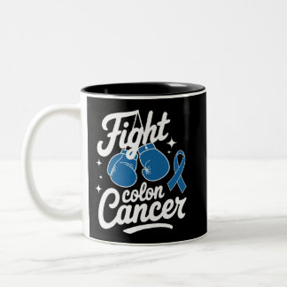 Fight Colon Cancer Blue Ribbon Colon Cancer ツートーンマグカップ