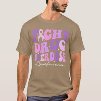Fight Drug Overdose Purple Ribbon Opioid Overdose  Tシャツ