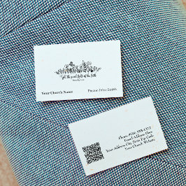 Fight Good Fight Bible Verse Floral Doodle Church 名刺