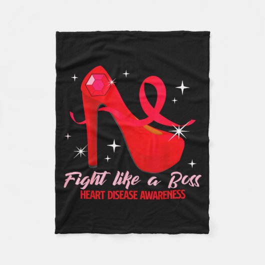 Fight Like A Boss Heart Health Heart Disease Aware フリースブランケット (正面)