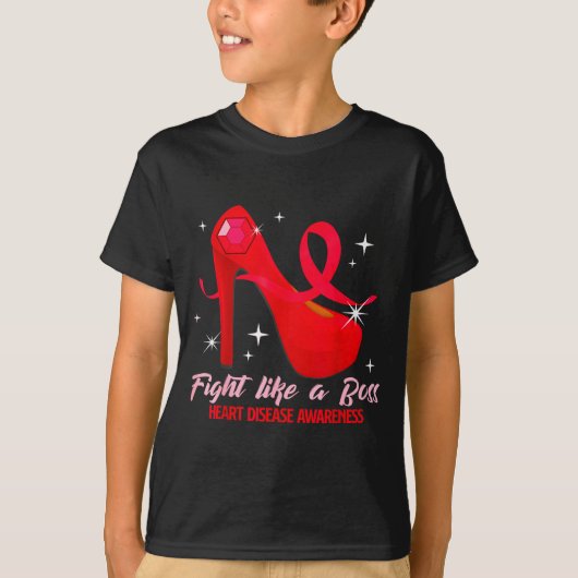 Fight Like A Boss Heart Health Heart Disease Aware Tシャツ (正面)