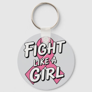 Fight Like a Girl 乳がん啓発デザイン キーホルダー