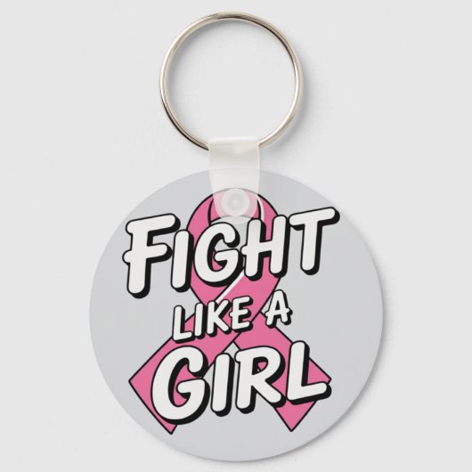 Fight Like a Girl | 乳がん啓発デザイン キーホルダー (正面)
