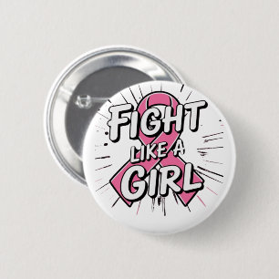 Fight Like a Girl 乳がん啓発デザイン 缶バッジ