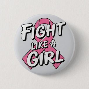 Fight Like a Girl 乳がん啓発デザイン 缶バッジ