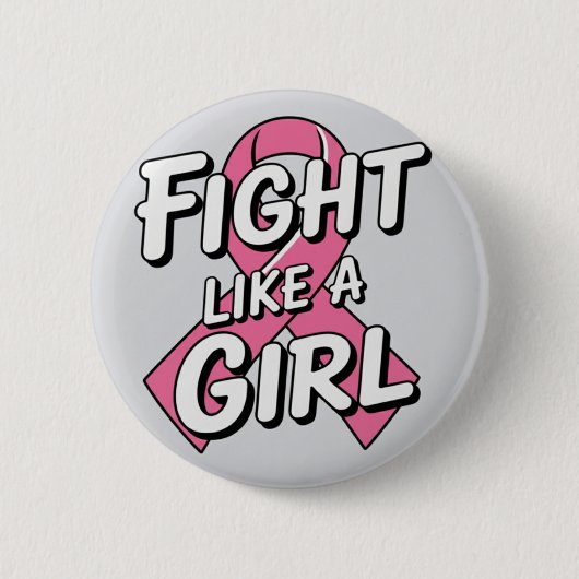 Fight Like a Girl | 乳がん啓発デザイン 缶バッジ (正面)