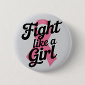 Fight Like a Girl | 乳がん啓発デザイン 缶バッジ (正面)