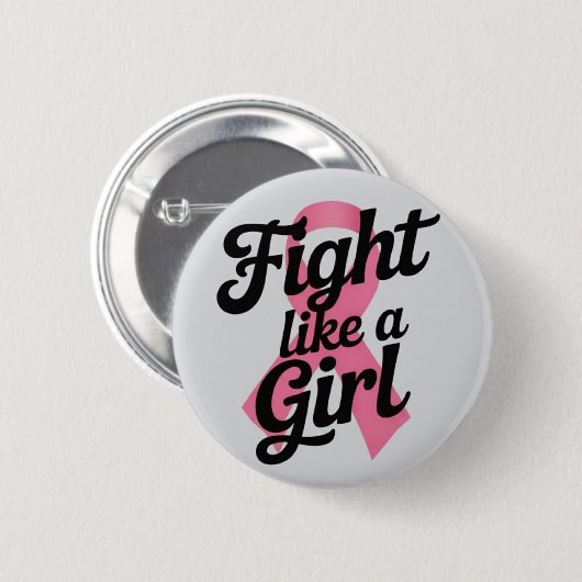 Fight Like a Girl | 乳がん啓発デザイン 缶バッジ (正面&裏面)