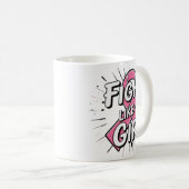 Fight Like a Girl | Breast Cancer Awareness Design コーヒーマグカップ (正面右)