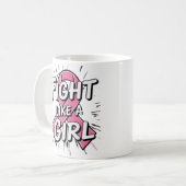 Fight Like a Girl | Breast Cancer Awareness Design コーヒーマグカップ (正面左)
