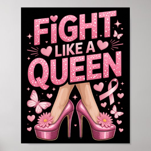 Fight Like A Queen 乳がん啓発 ハイヒール ポスター (正面)
