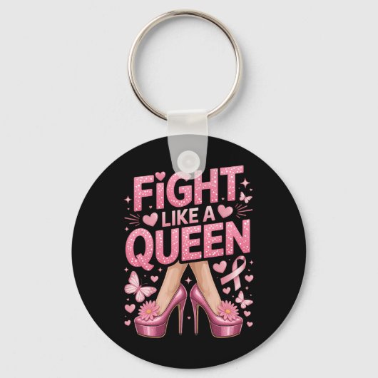 Fight Like A Queen Breast Cancer Awareness High He キーホルダー (正面)