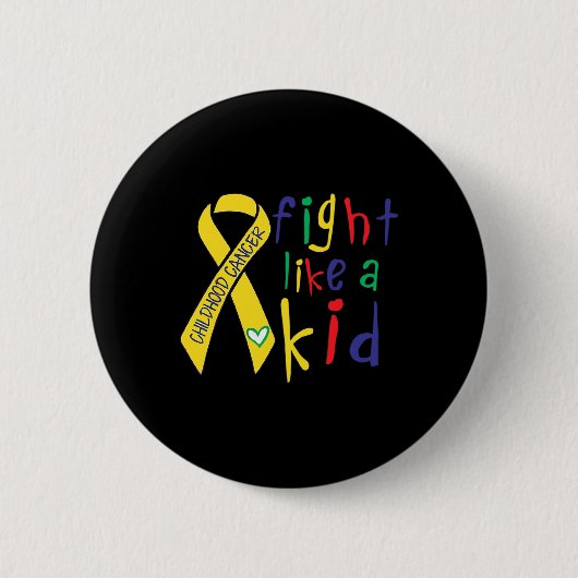 Fight Like Kid ゴールドリボン 小児がん啓発 缶バッジ (正面)