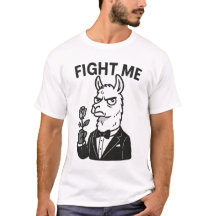 「Fight Me」 – タキシードTシャツのドラマチックなラマ