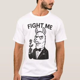 「Fight Me」 – タキシードTシャツのドラマチックなラマ Tシャツ