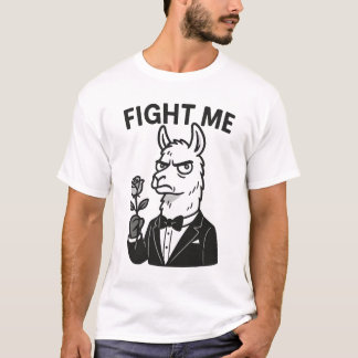 「Fight Me」 – タキシードTシャツのドラマチックなラマ Tシャツ