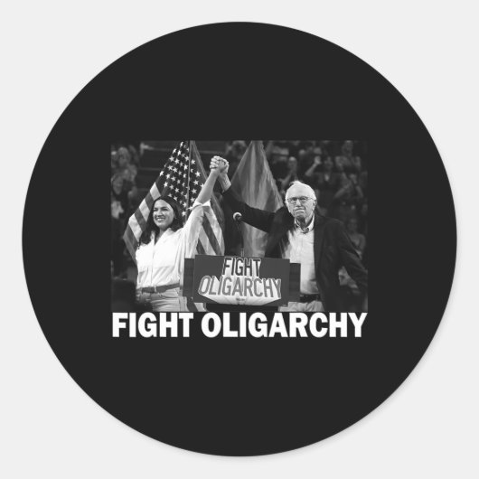Fight Oligarchy Bernie Sanders And Aoc Freedom Us ラウンドシール (正面)