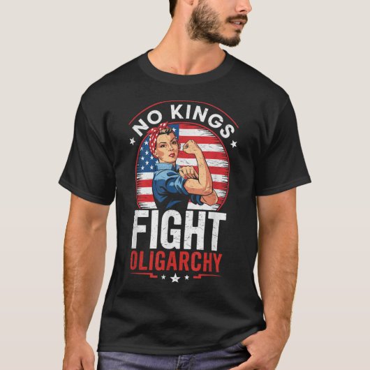 Fight Oligarchy Protest Sign Democracy No Kings In Tシャツ (正面)