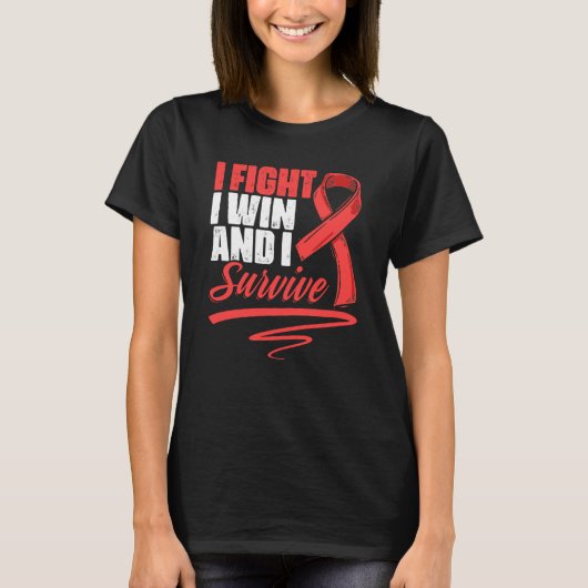 Fight Win Stroke Survivor Red Ribbon Stroke Awaren Tシャツ (正面)