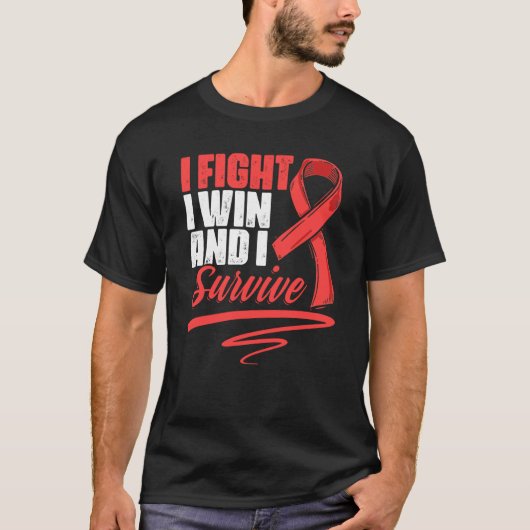 Fight Win Stroke Survivor Red Ribbon Stroke Awaren Tシャツ (正面)